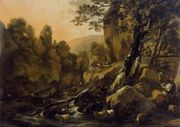 Herdsmen and Herds at a Waterfall c. 1665 Reproduction