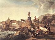 Italian Landscape with Bridge 1656 Reproduction