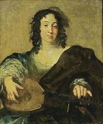 A Young Woman Tuning a Lute Reproduction