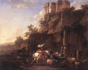 Rocky Landscape with Antique Ruins c. 1657 Reproduction