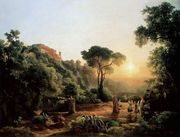 Landscape near Tivoli with Vintager Scens 1846 Reproduction