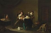 Interior with a Gentleman Playing a Lute and a Lady Singing 1640-42 Reproduction