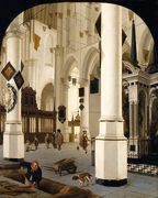 The Interior of The Nieuwe Kerk In Delft with the Tomb of William the Silent 1665 Reproduction