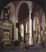 The Old Church at Delft with the Tomb of Admiral Tromp 1658 Reproduction