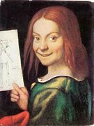 Read Headed Youth Holding A Drawing Reproduction