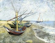 Fishing Boats On The Beach At Saintes Maries Reproduction