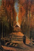 Avenue Of Poplars In Autumn Reproduction