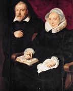 Portrait of Elisabeth Mertens and Her Late Husband c. 1630 Reproduction