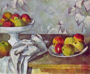 Still life with apples and fruit bowl Reproduction