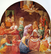 Frescoes in the Palazzo Quirinale, Cappella dell'Annunciata, entrance wall, scene, Maria birth Reproduction