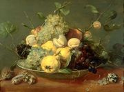 Still life with fruit in the porcelain bowl Reproduction