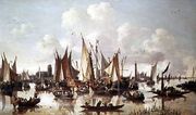 Dutch ships at Dordrecht Harbour Reproduction