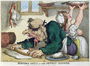 Dinners Drest in the Neatest Manner, satirical cartoon on culinary hygiene Reproduction