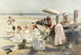 On the Shores of Bognor Regis - Portrait Group of the Harford Couple and their Children, 1887 Reproduction