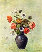 Anemones And Poppies In A Vase Reproduction