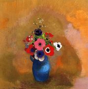 Anemonies In A Blue Vase Reproduction