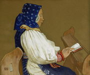 A Slovak Woman at Prayer, Vazcecz, Hungary, 1907 Reproduction