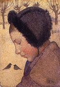 Head of a Young Girl in a Fur Hat Reproduction