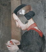 Portrait of a Lady Peeling an Apple Reproduction