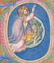 Historiated initial O depicting God creating the stars Reproduction