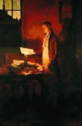 Thomas Jefferson Writing the Declaration of Independence, from The Story of the Revolution by Henry Cabot Lodge 1850-1924, published in Scribners Magazine, March 1898 Reproduction