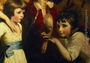 Two Girls, One Playing with a Mask, detail from the painting The Fourth Duke of Marlborough and his family, 1777-78 Reproduction