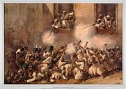 The 93rd Highlanders entering the breach at the storming of the Secundrabagh Lucknow 16th November 1857 Reproduction