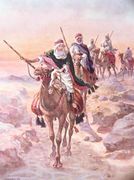 Lord Kitchener, Disguised as an Arab, Riding Across the Desert to Dongola, illustration from Brave Deeds by Brave Men by C. Sheridan Jones, pub. 1922 Reproduction