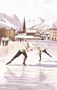 Skaters racing on the ice rink at Davos, Switzerland Reproduction