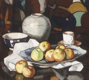 Still Life with Apples and Jar, 1912-16 Reproduction