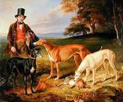 Thomas Harris Kennel-Man to Tom Llewelyn Brewer with Greyhounds 1844 Reproduction