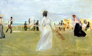 Tennis Game by the Sea Reproduction