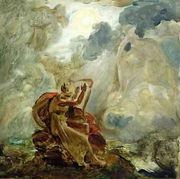 Ossian Conjures Up the Spirits with His Harp on the Banks of the River of Lora Reproduction