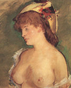 Blond Woman with Bare Breasts 1878 Reproduction