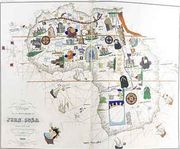 Copy of a map of Africa made in 1500 showing significant rulers and buildings Reproduction