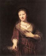 Portrait of Saskia with a Flower 1641 Reproduction