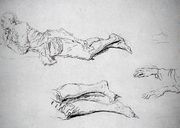 Study of a man lying on the ground Reproduction