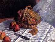 Still Life: Apples And Grapes Reproduction