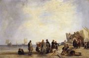 French Coast With Fishermen Reproduction