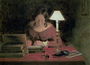 Girl Writing by Lamplight Reproduction