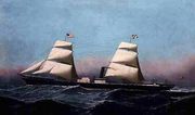 A British Brig Rigged Steamship Outward Bound for America Reproduction