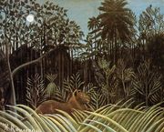 Jungle with Lion Reproduction