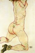 Kneeling Female Nude Back View Reproduction