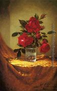 A Glass Of Roses On Gold Cloth Reproduction