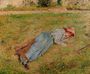 Resting, Peasant Girl Lying on the Grass, Pontoise Reproduction