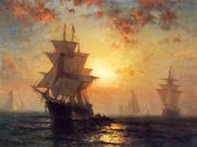 Ships at Night Reproduction