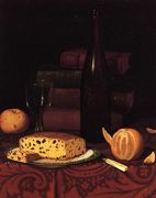 Still Life with Raisin Cake, Fruit and Wine Reproduction