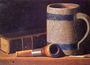 Still Life with Mug, Pipe and Book Reproduction