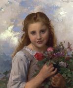 Young Girl with a Bouquet of Flowers Reproduction