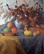 Still Life of Apples and Autumn Leaves, 1910 Reproduction